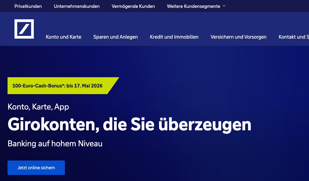 Screenshot Deutsche Bank