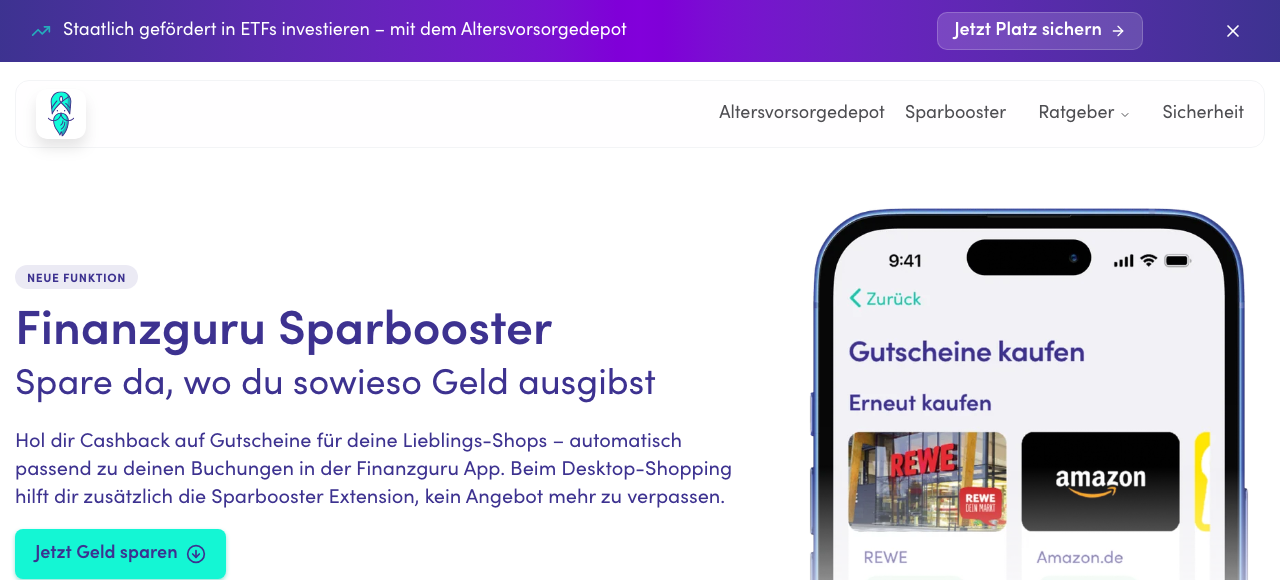 Screenshot: Finanzguru – Haushaltsbuch-App für automatisches Ausgaben-Tracking