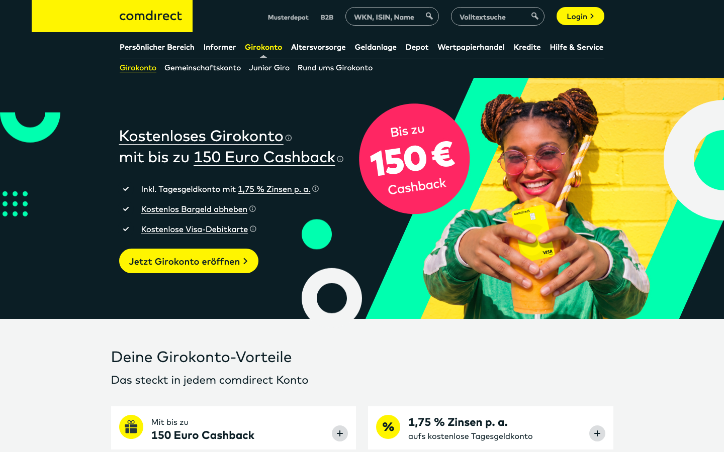 Comdirect Girokonto mit Cashback-Angebot