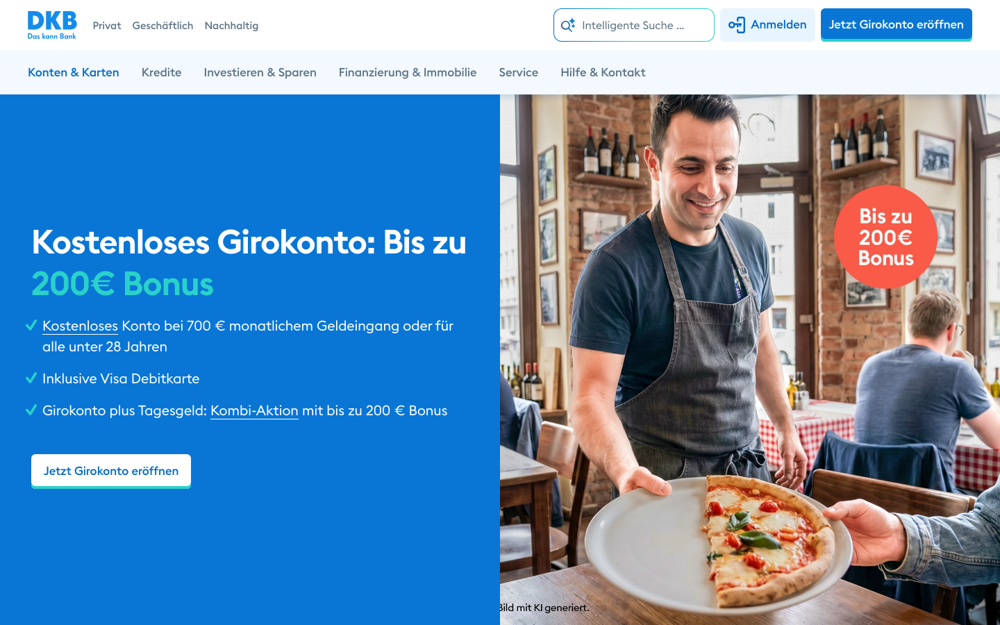 DKB Girokonto-Angebot auf der offiziellen Produktseite